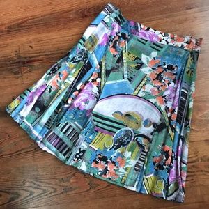 Paris Blues Colorful Wrap Vintage Pleated Floral Mini Skirt